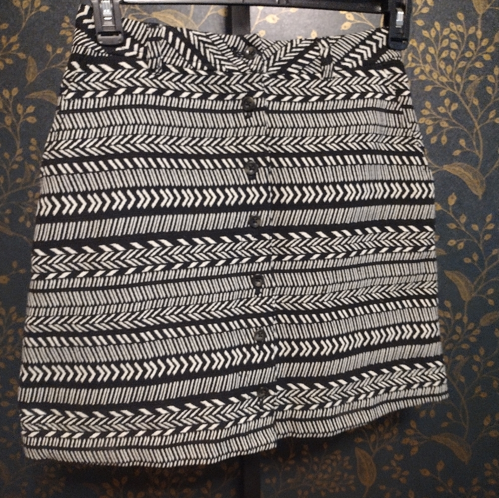 Anthropologie Maeve field notes Black And White mini skirt